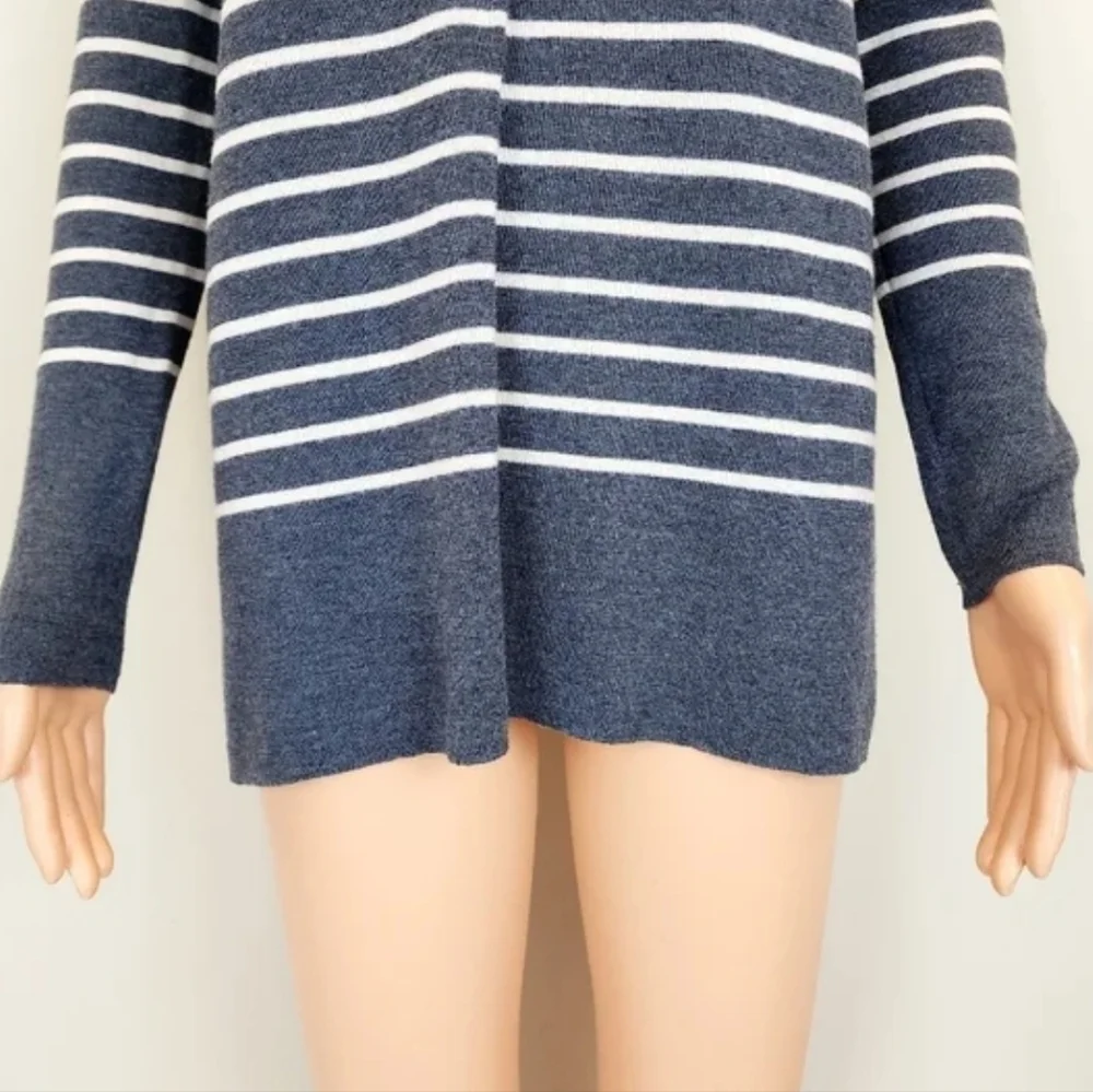 Tory Burch grey stripe long sleeve sweater Size M
